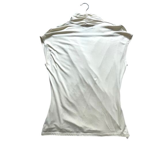 Ralph Lauren Women L Cream Sleeveless Draped Stretch Blouse Quiet Luxury Top EUC - Picture 2 of 5